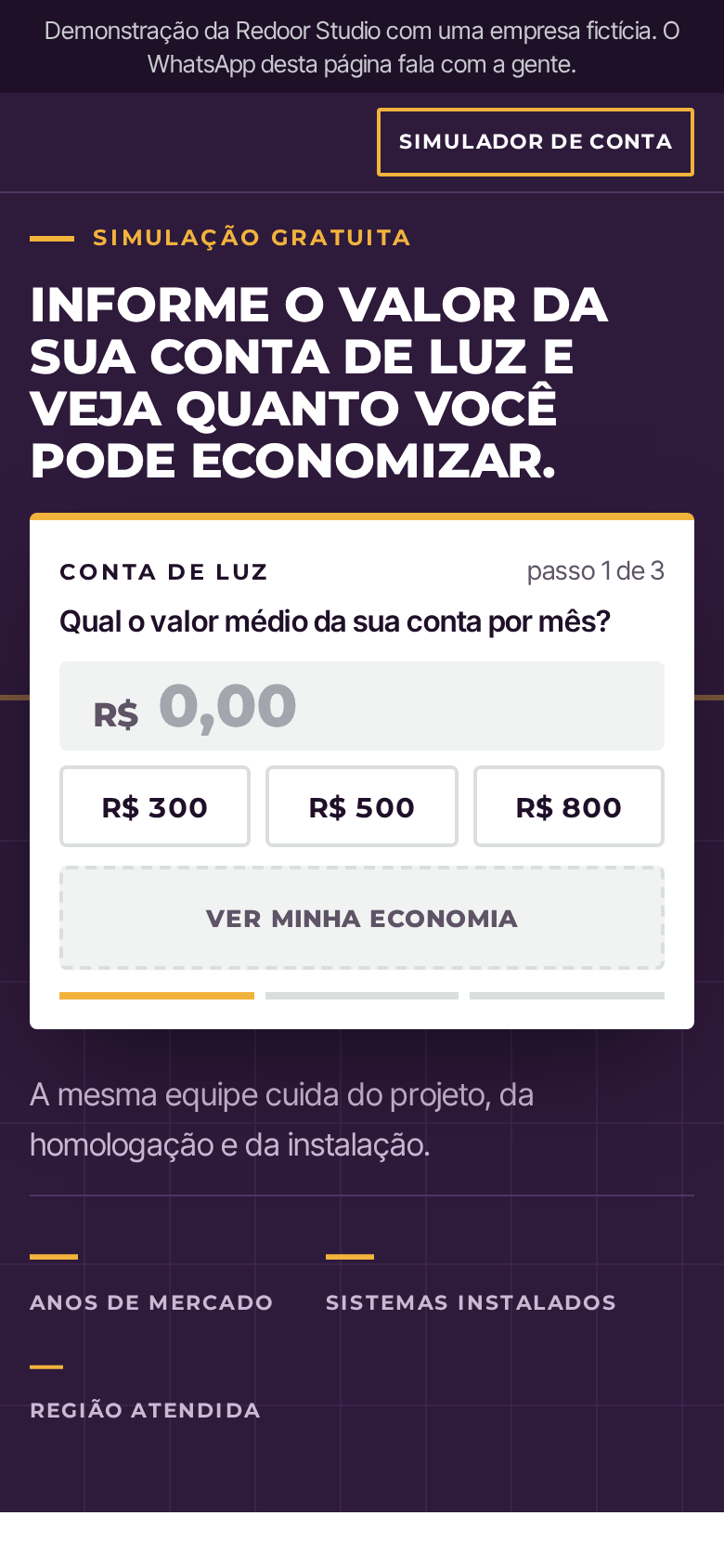 A página no celular